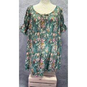 Natural Life S XS Mini Dress Floral Raw Hem Boho Peasant Cottagecore Oversized